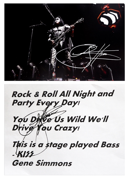 Gene Simmons Signed Guitar Stage-Played With KISS -- ''Rock & Roll All Nite And Party Every Day...Gene Simmons''